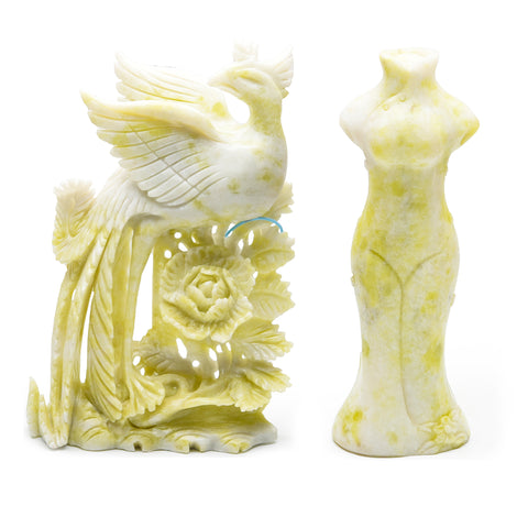 Olive jade Phoenix and Female Body carvings【big size】