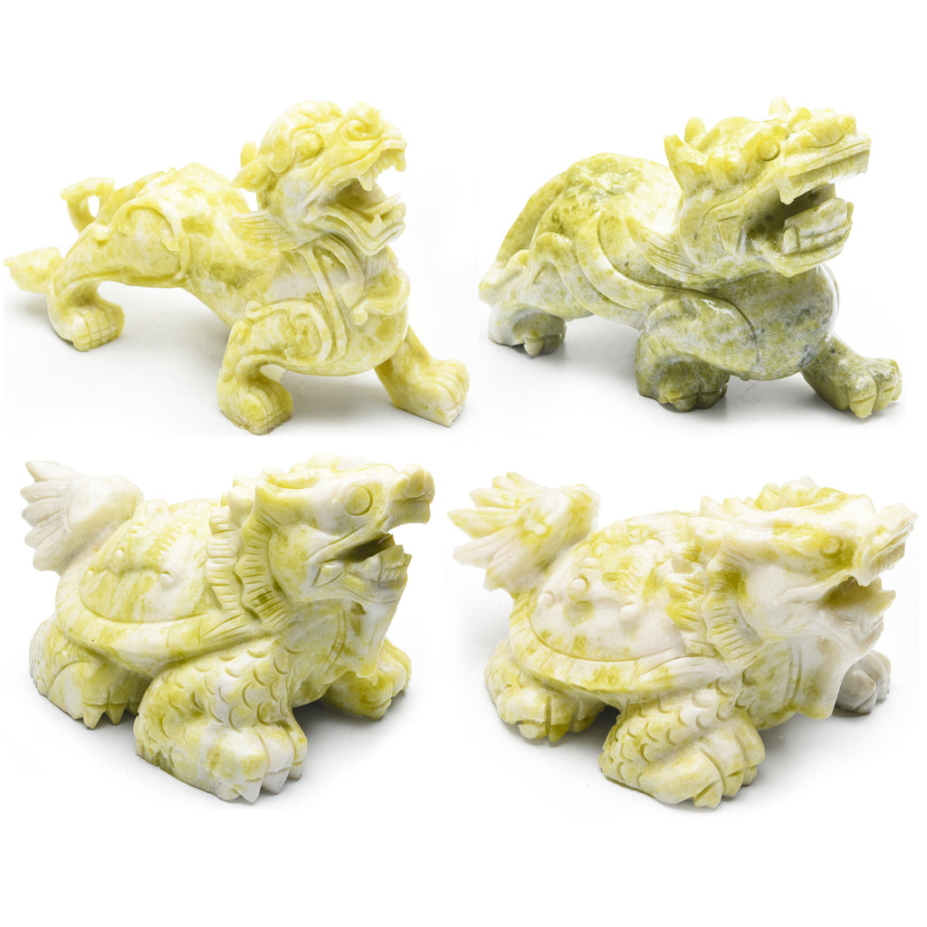 Olive jade dragon turtle and pixiu carvings【big size】