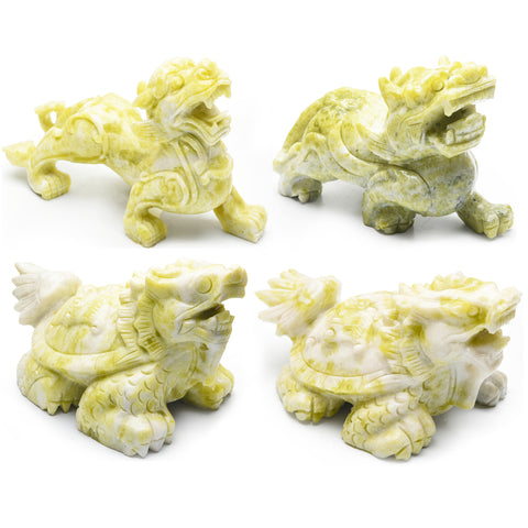 Olive jade dragon turtle and pixiu carvings【big size】