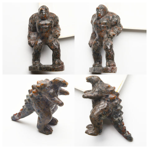 Yooperlite kingkong&Godzilla carvings