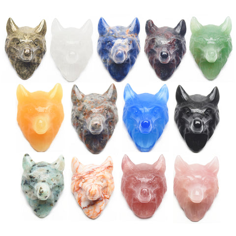 Crystal Wolf Head Carving