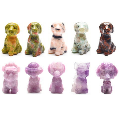Various small dog carvings