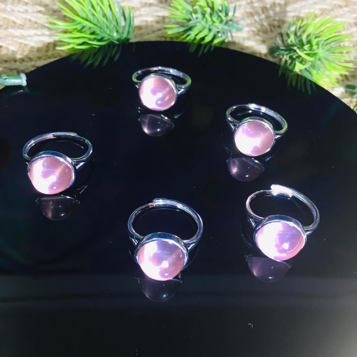 925silver Starlight rose quartz rings pendants