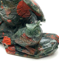 African bloodstone owl carving