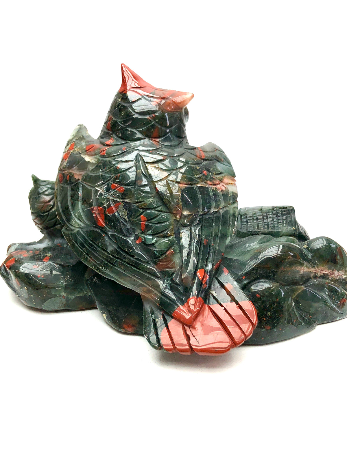 African bloodstone owl carving
