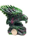 Ruby in zoisite hawk carving