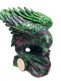 Ruby in zoisite hawk carving