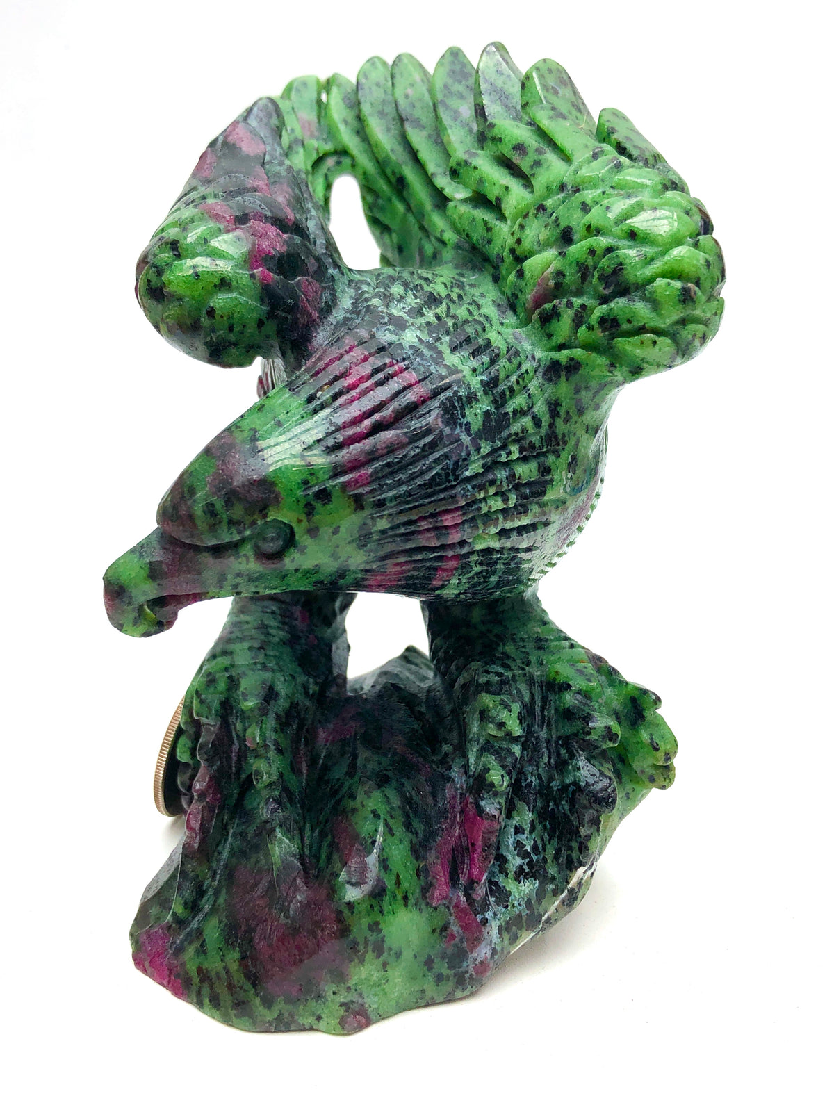 Ruby in zoisite hawk carving