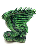 Ruby in zoisite hawk carving