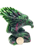 Ruby in zoisite hawk carving
