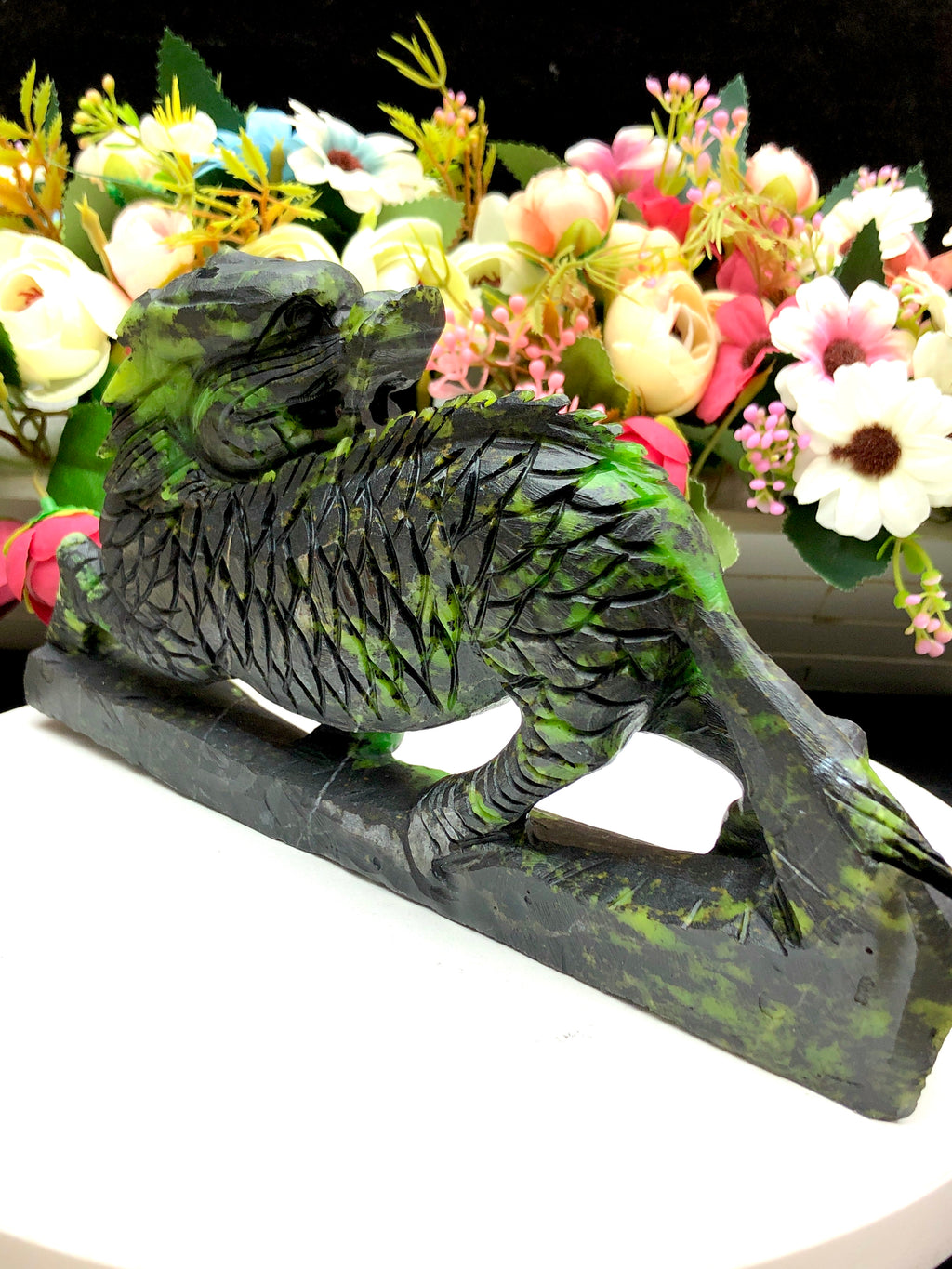 green opal qilin carving