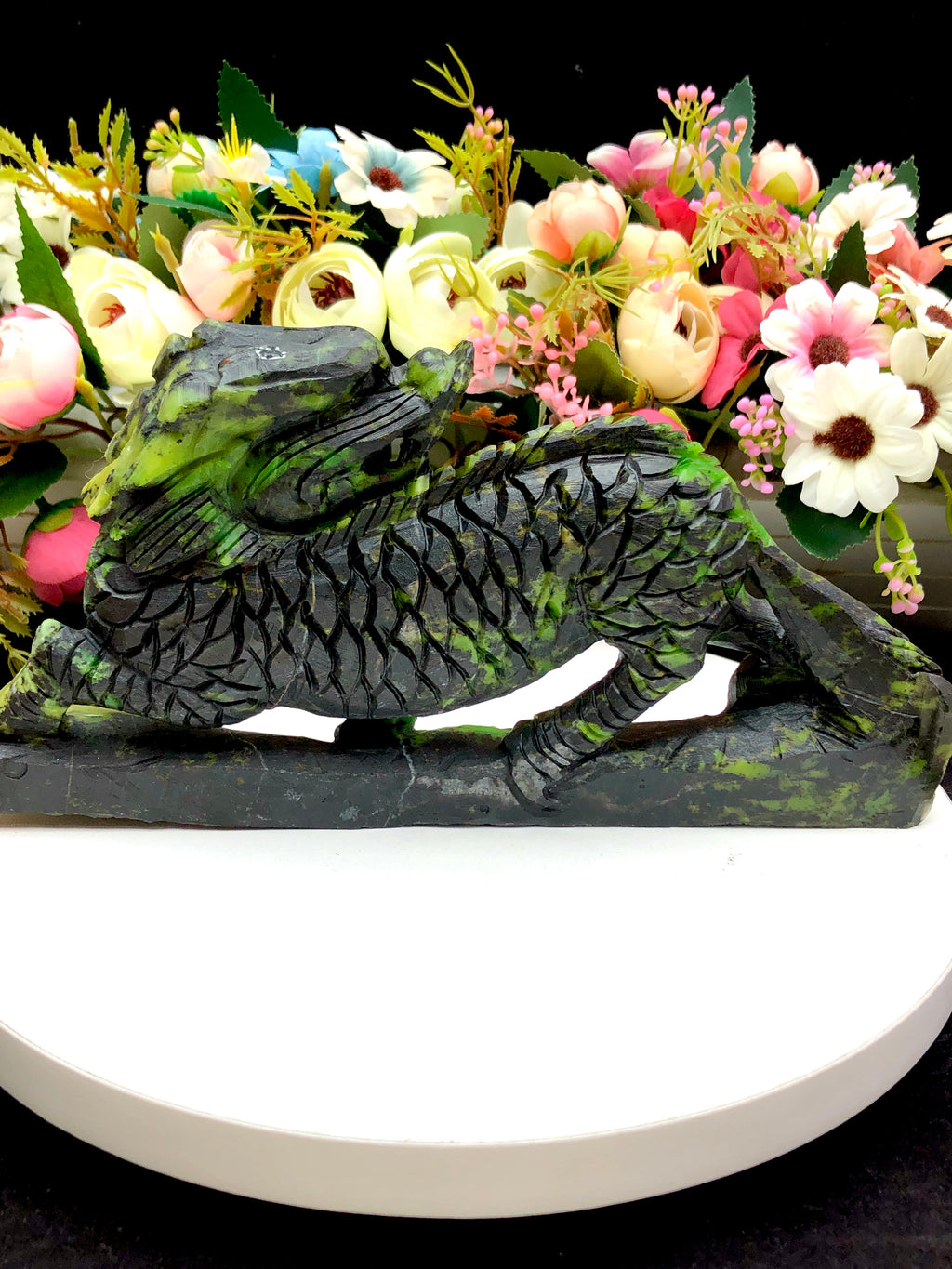 green opal qilin carving