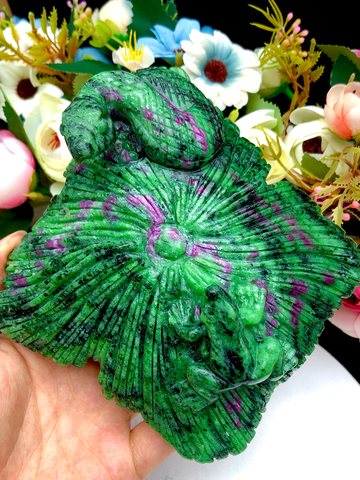 ruby zoisite snake with frog