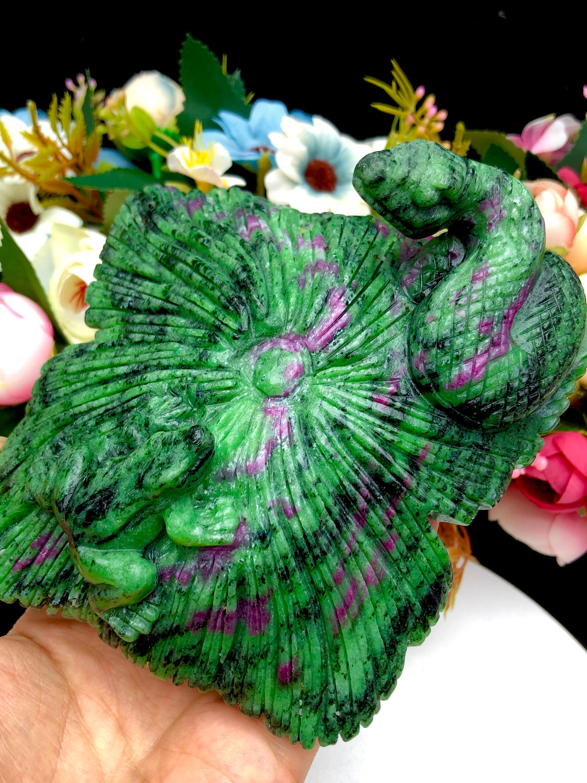 ruby zoisite snake with frog