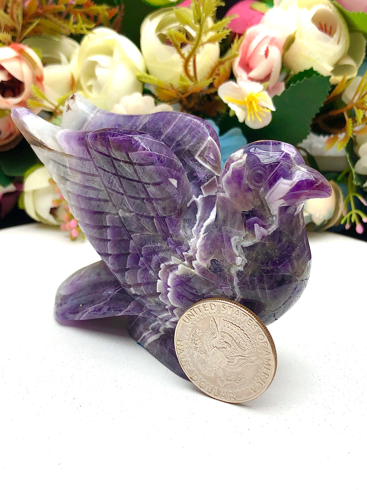 dream amethyst Pigeon carving