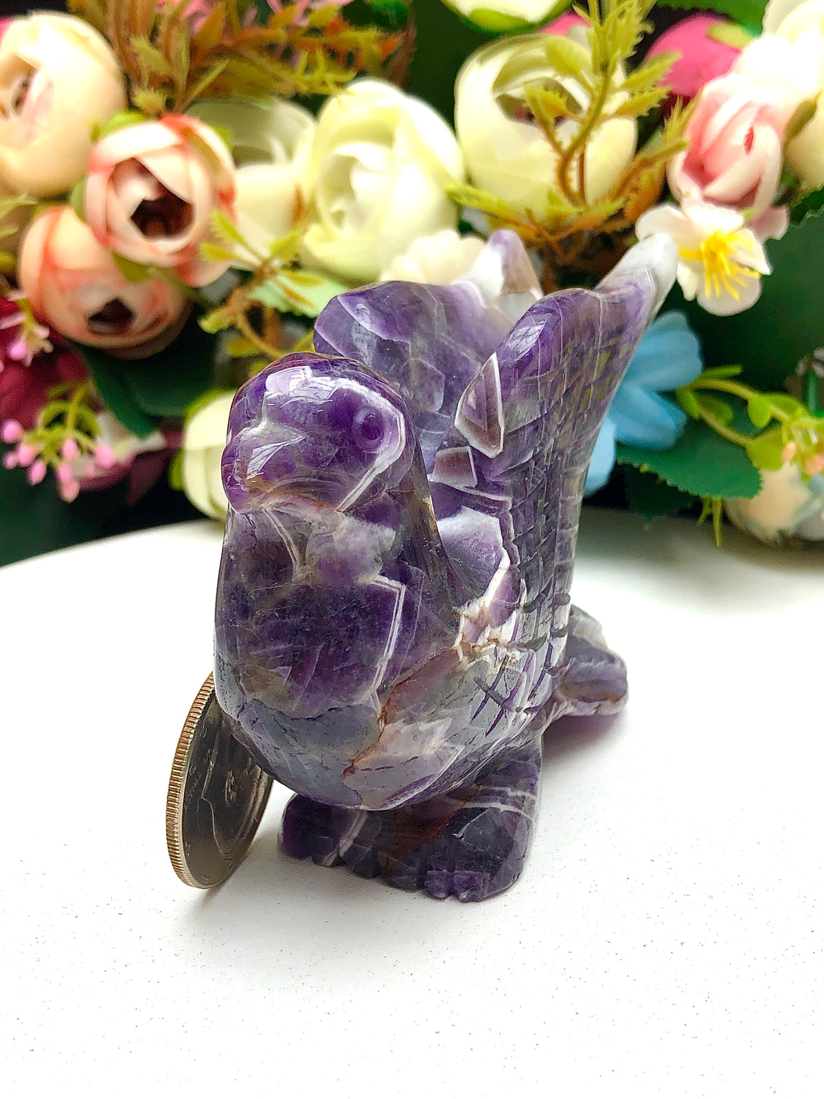 dream amethyst Pigeon carving