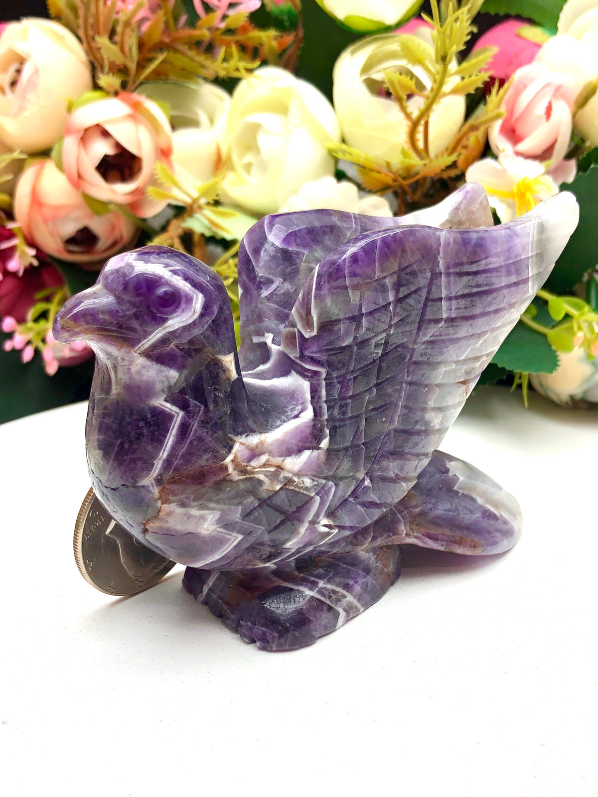 dream amethyst Pigeon carving