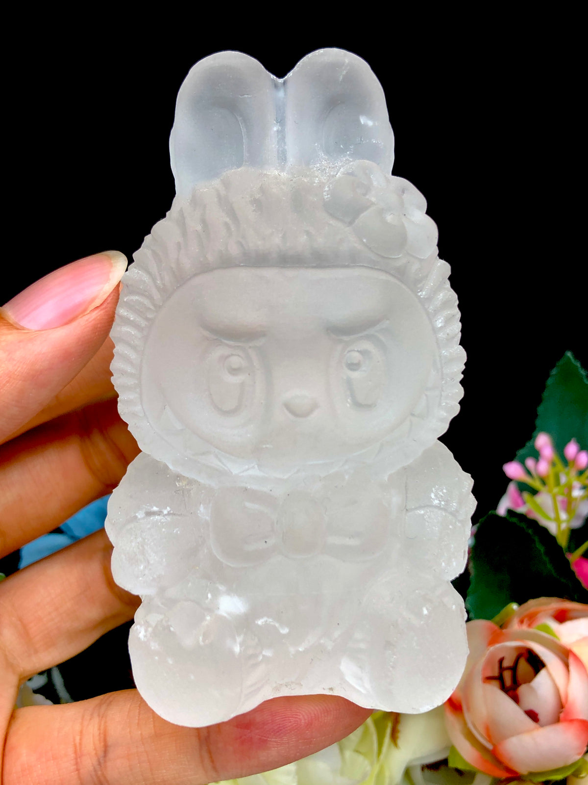 clear quartz labubu carving