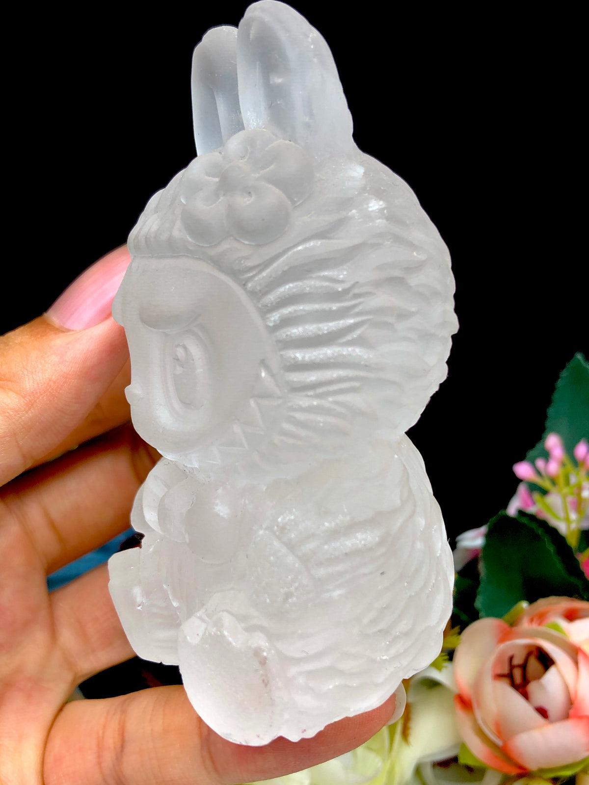 clear quartz labubu carving