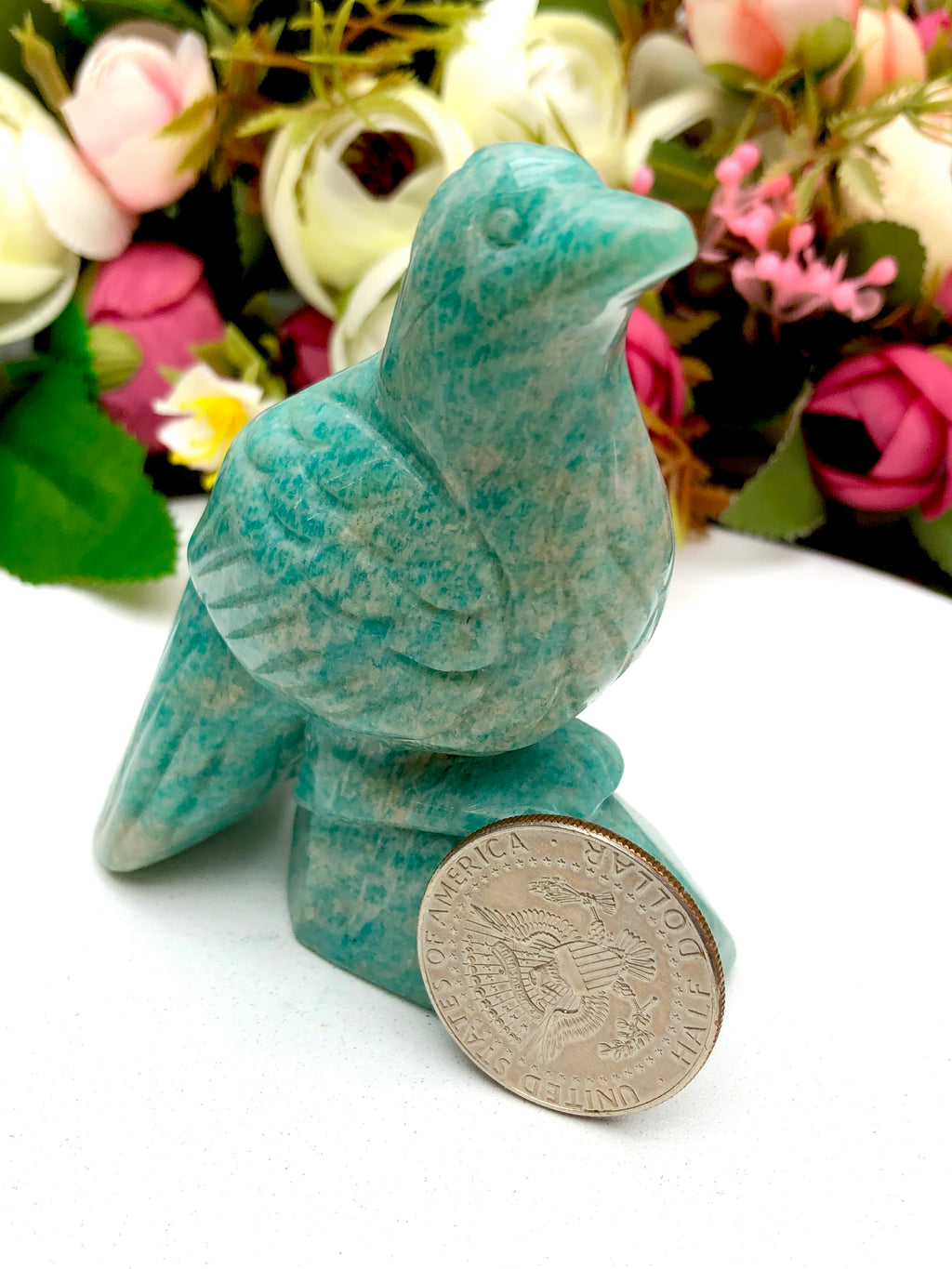 Amazonite bird carving