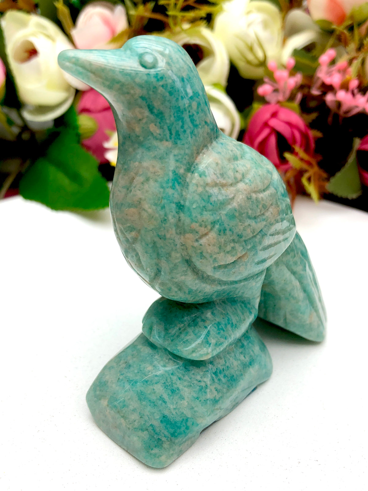 Amazonite bird carving