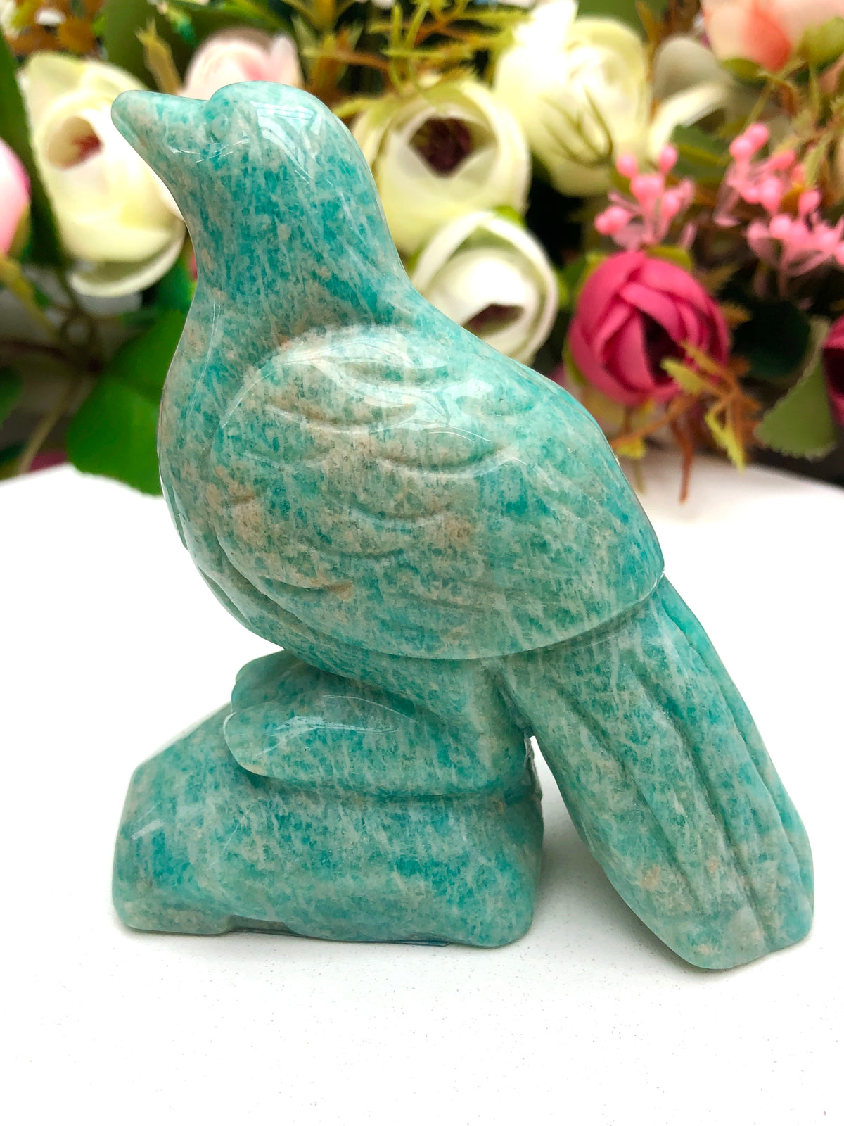 Amazonite bird carving