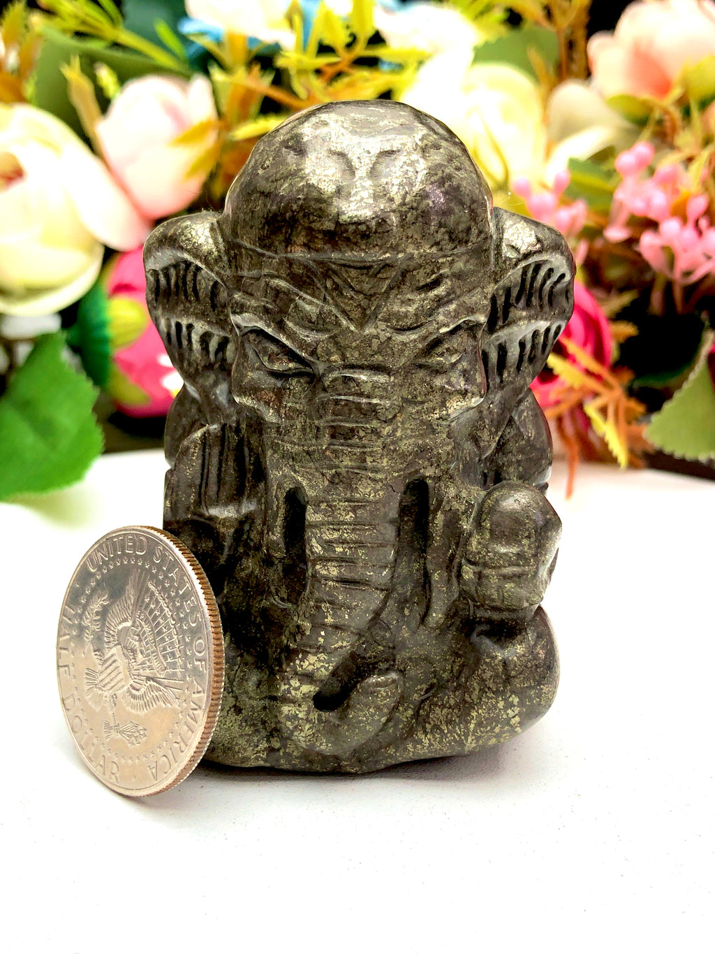 pyrite Ganesha carving