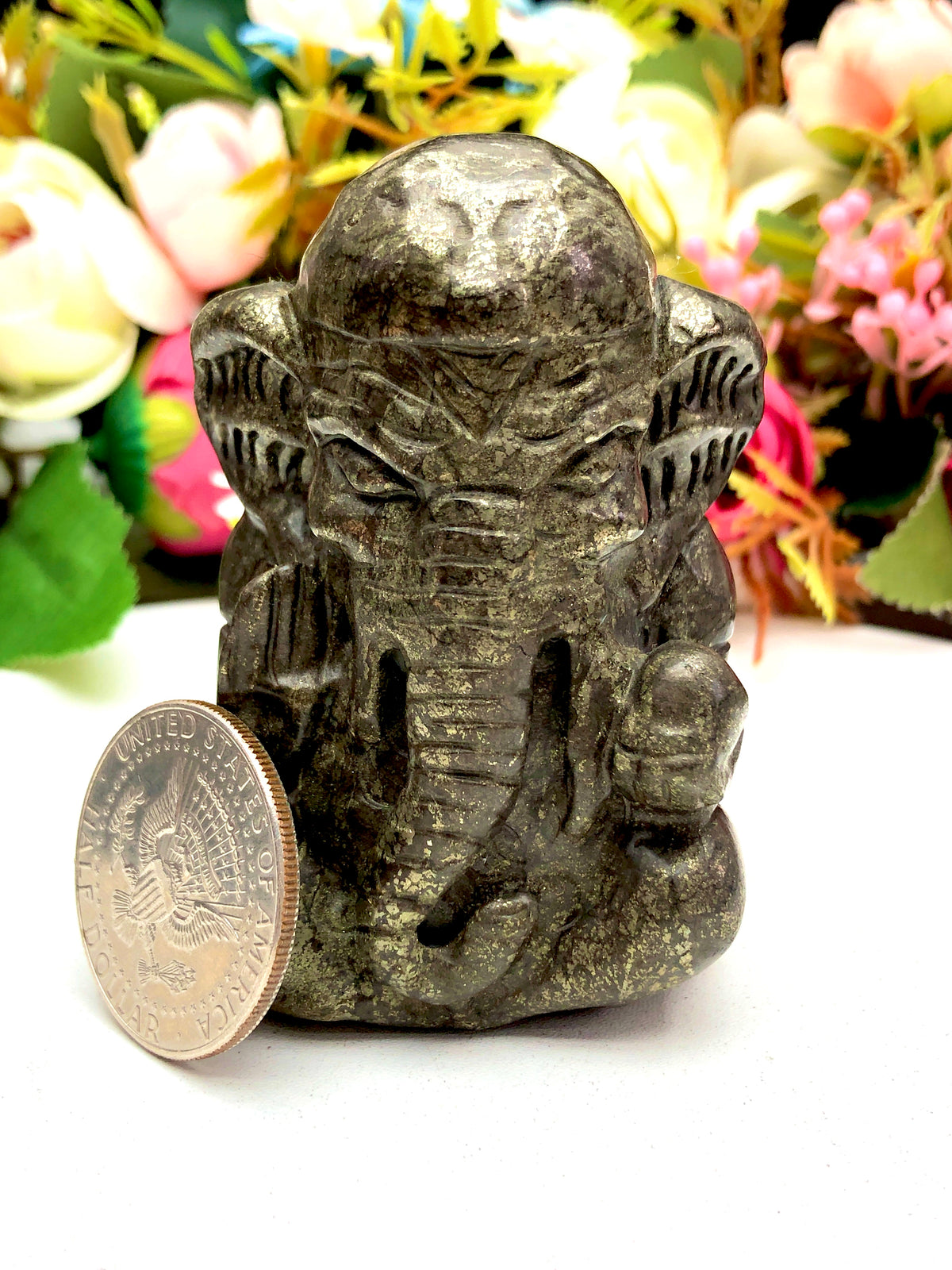pyrite Ganesha carving