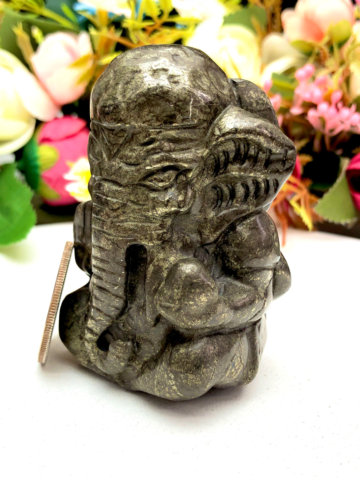 pyrite Ganesha carving