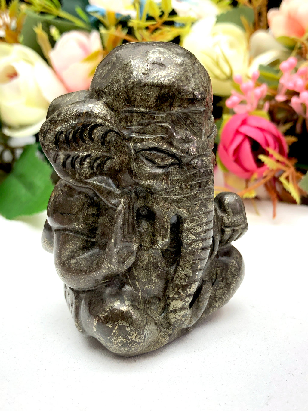 pyrite Ganesha carving