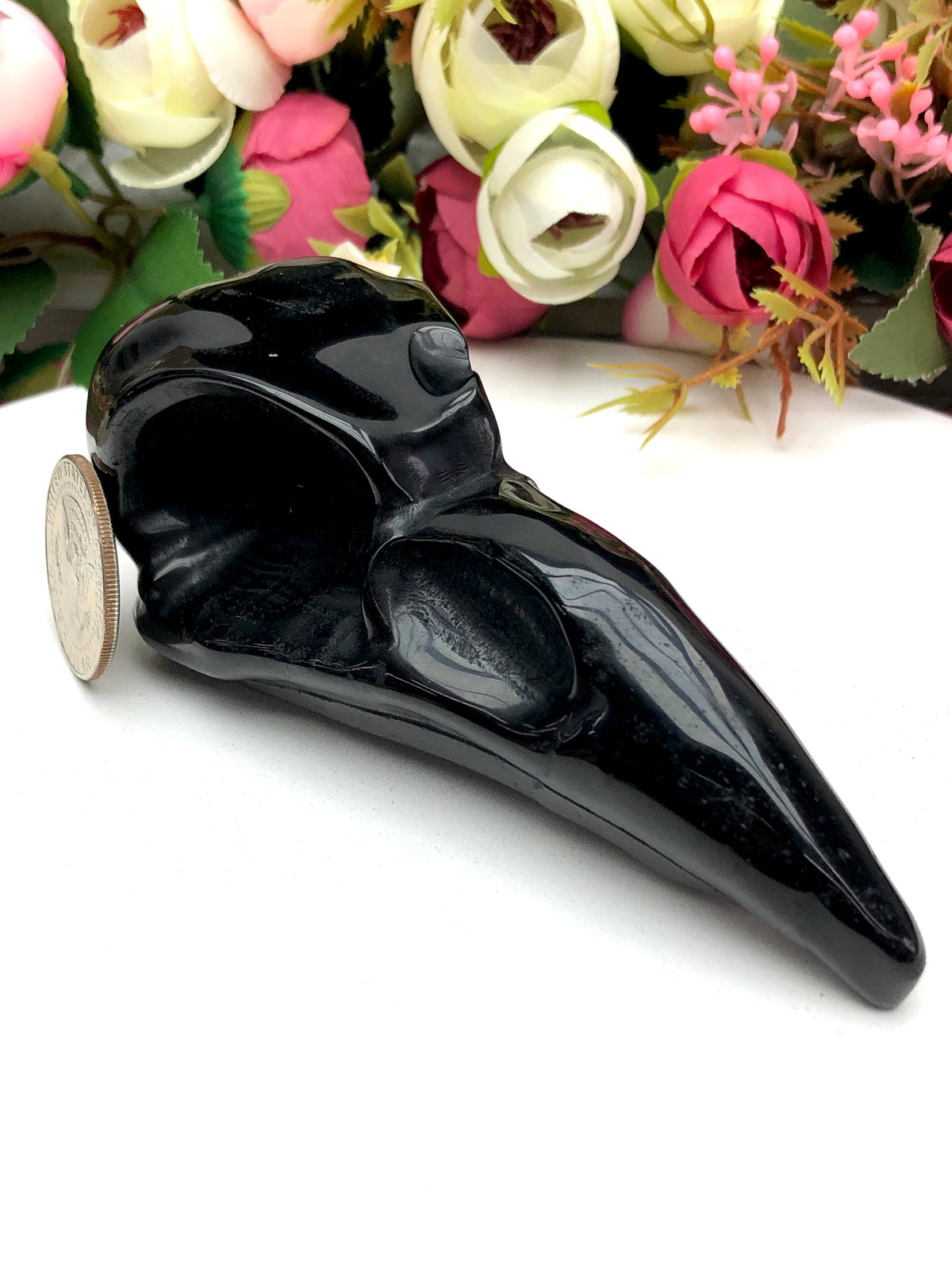 black obsidian Crow Head