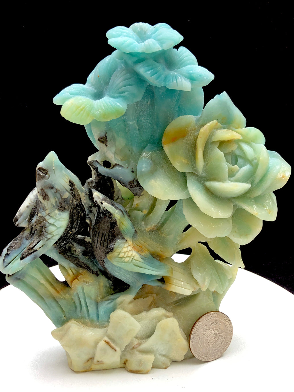 Caribbean calcite bird with flower