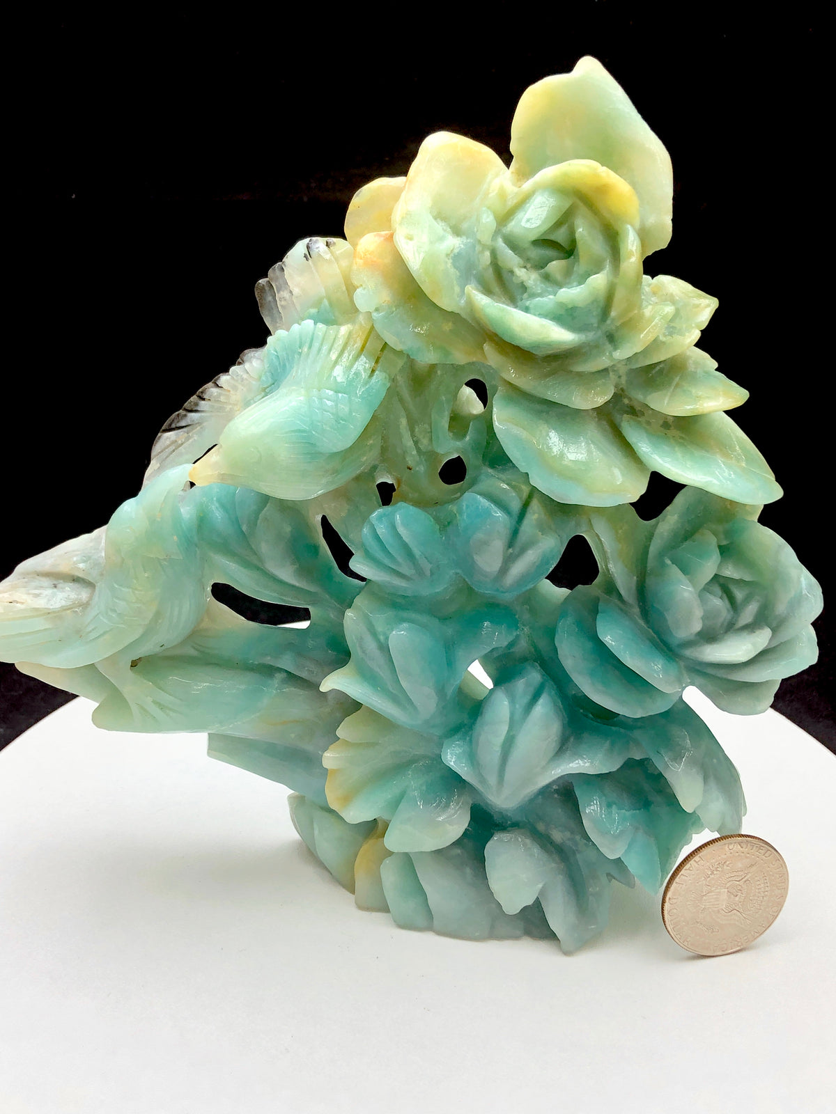 Caribbean calcite bird with flower