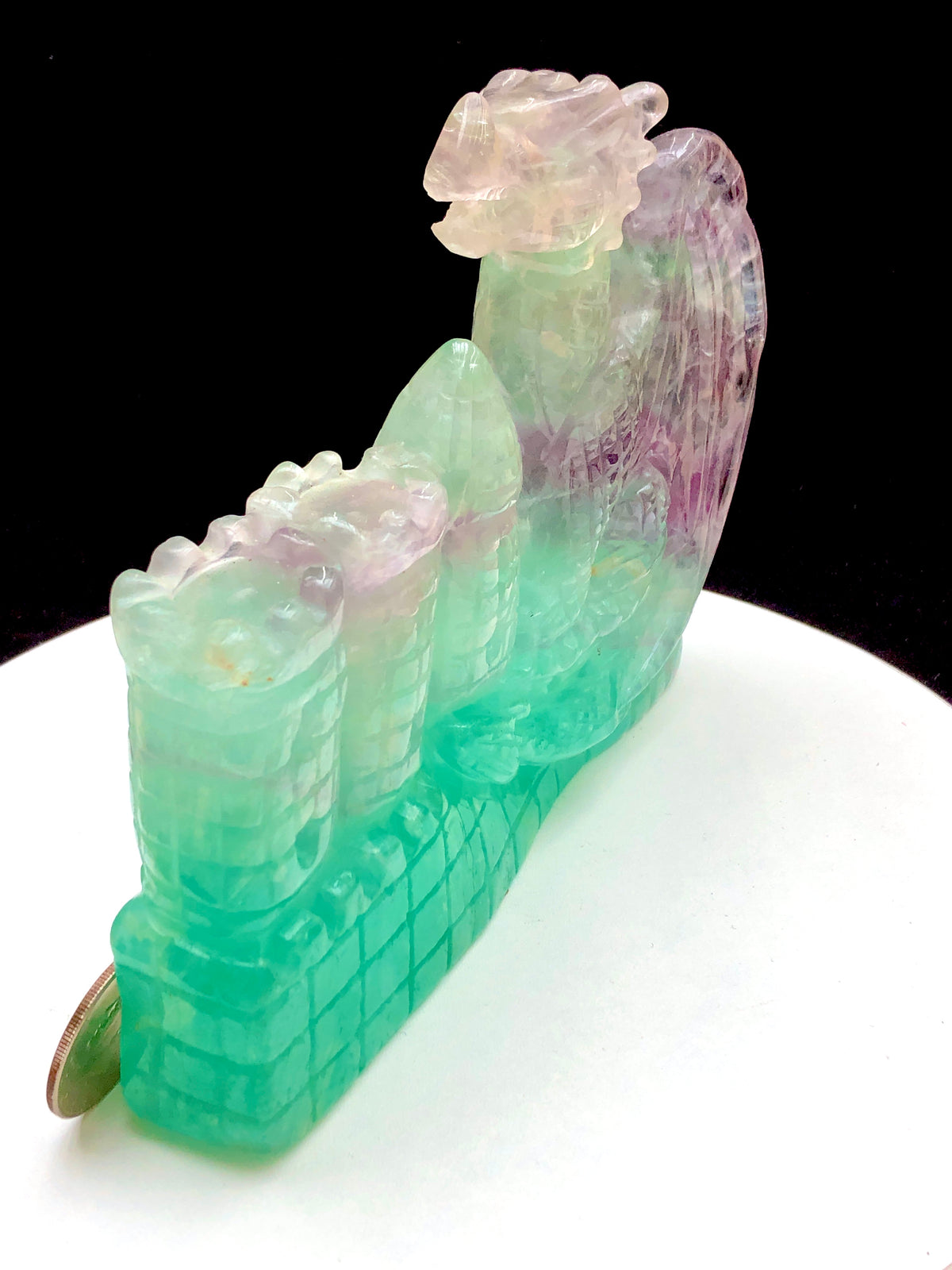 Fluorite western dragon carving