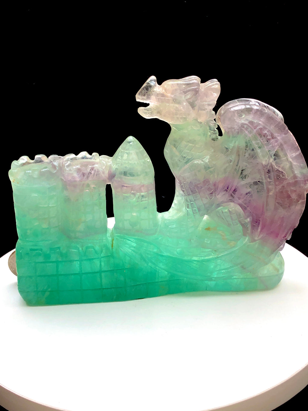 Fluorite western dragon carving