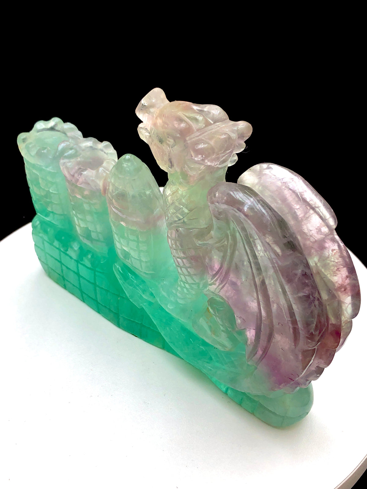 Fluorite western dragon carving