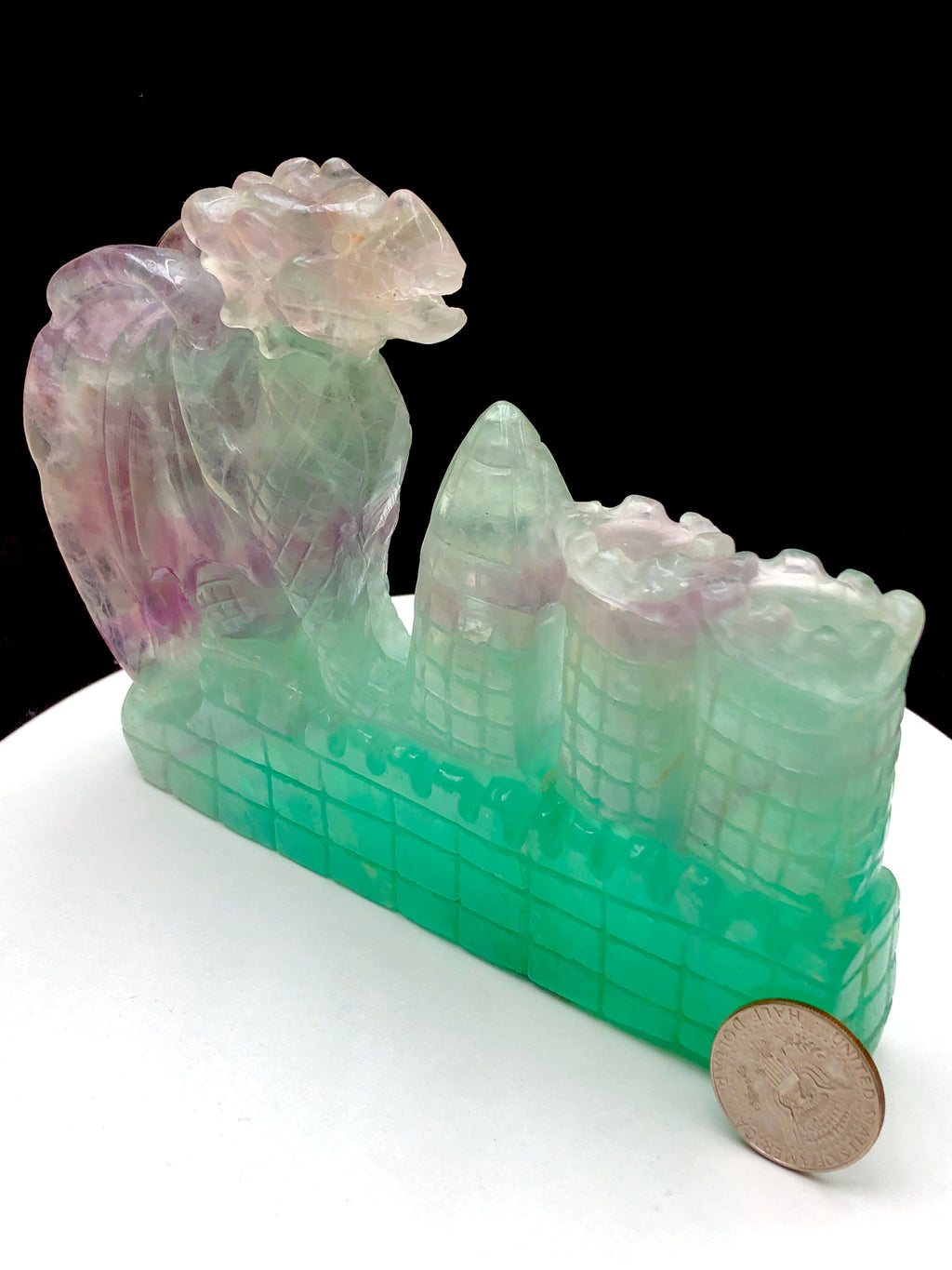 Fluorite western dragon carving