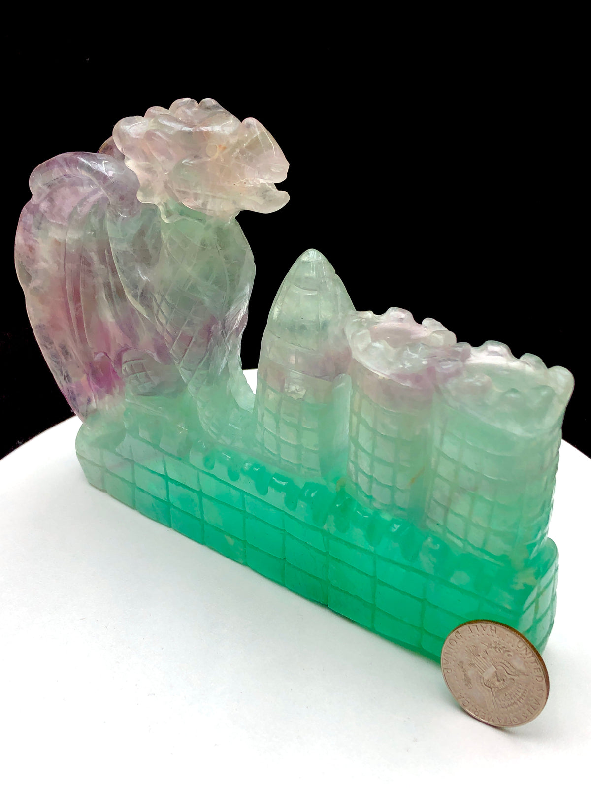 Fluorite western dragon carving