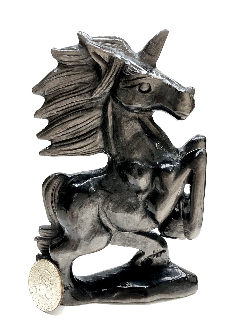 Silver obsidian unicorn