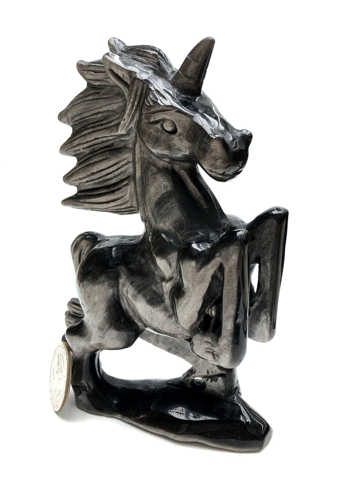 Silver obsidian unicorn