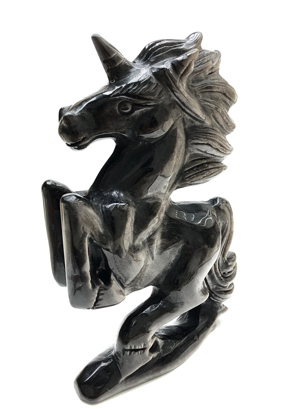 Silver obsidian unicorn