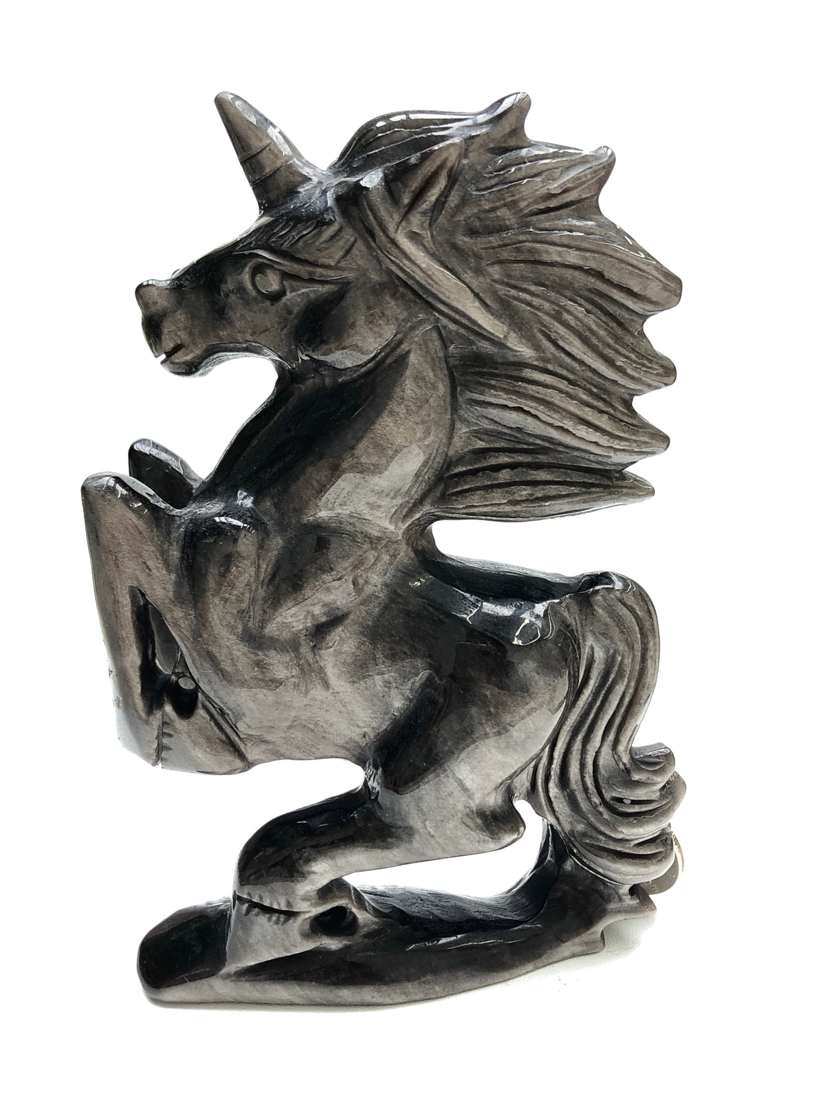 Silver obsidian unicorn