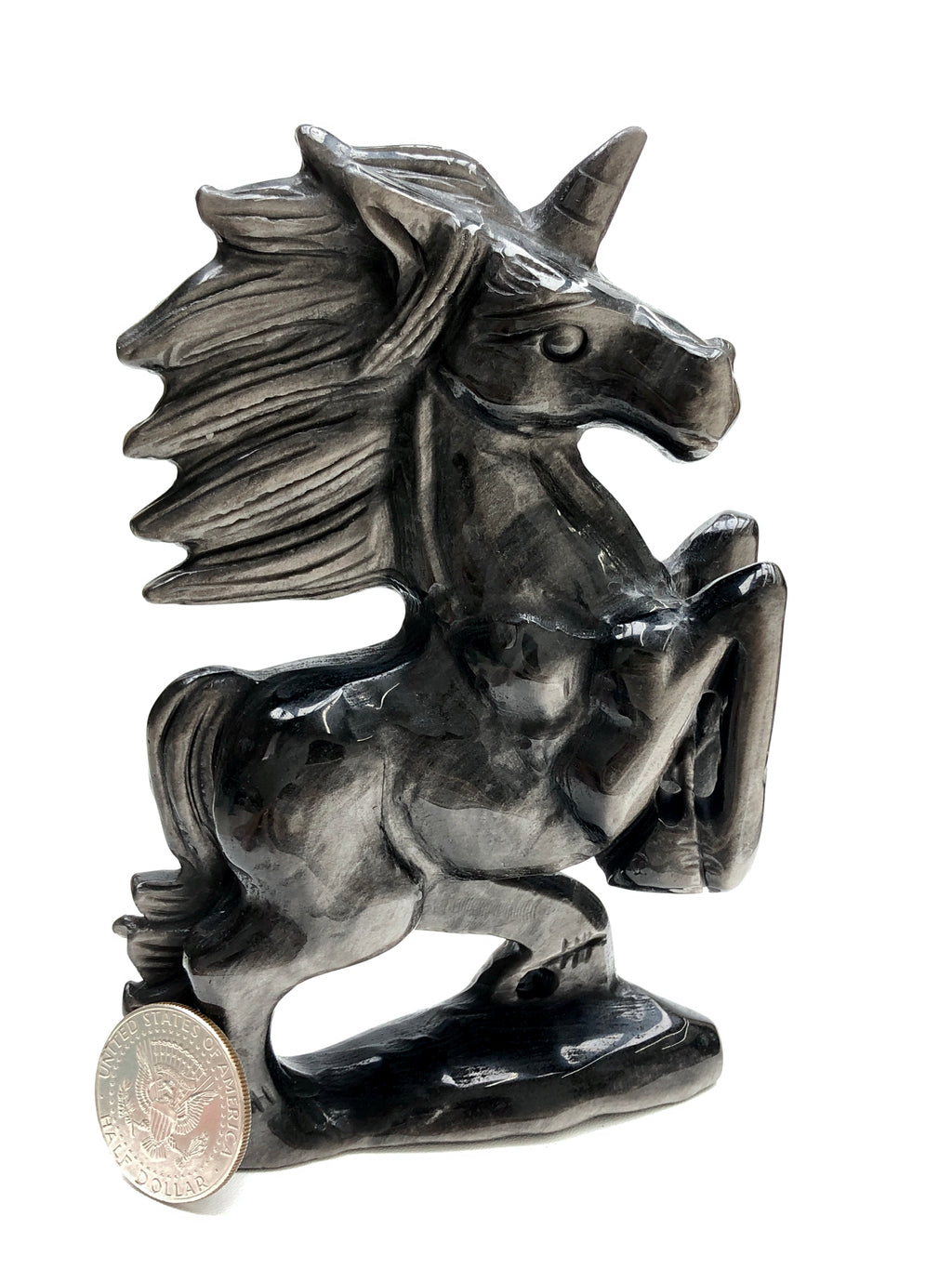 Silver obsidian unicorn