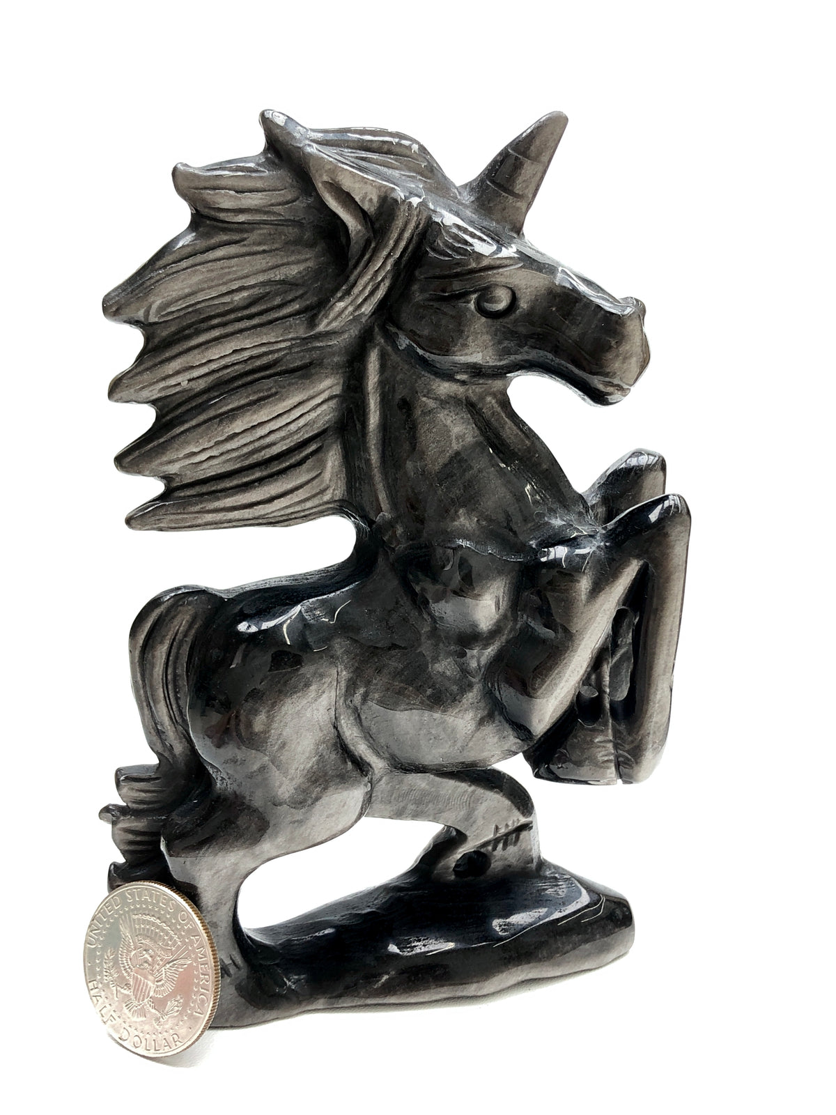 Silver obsidian unicorn
