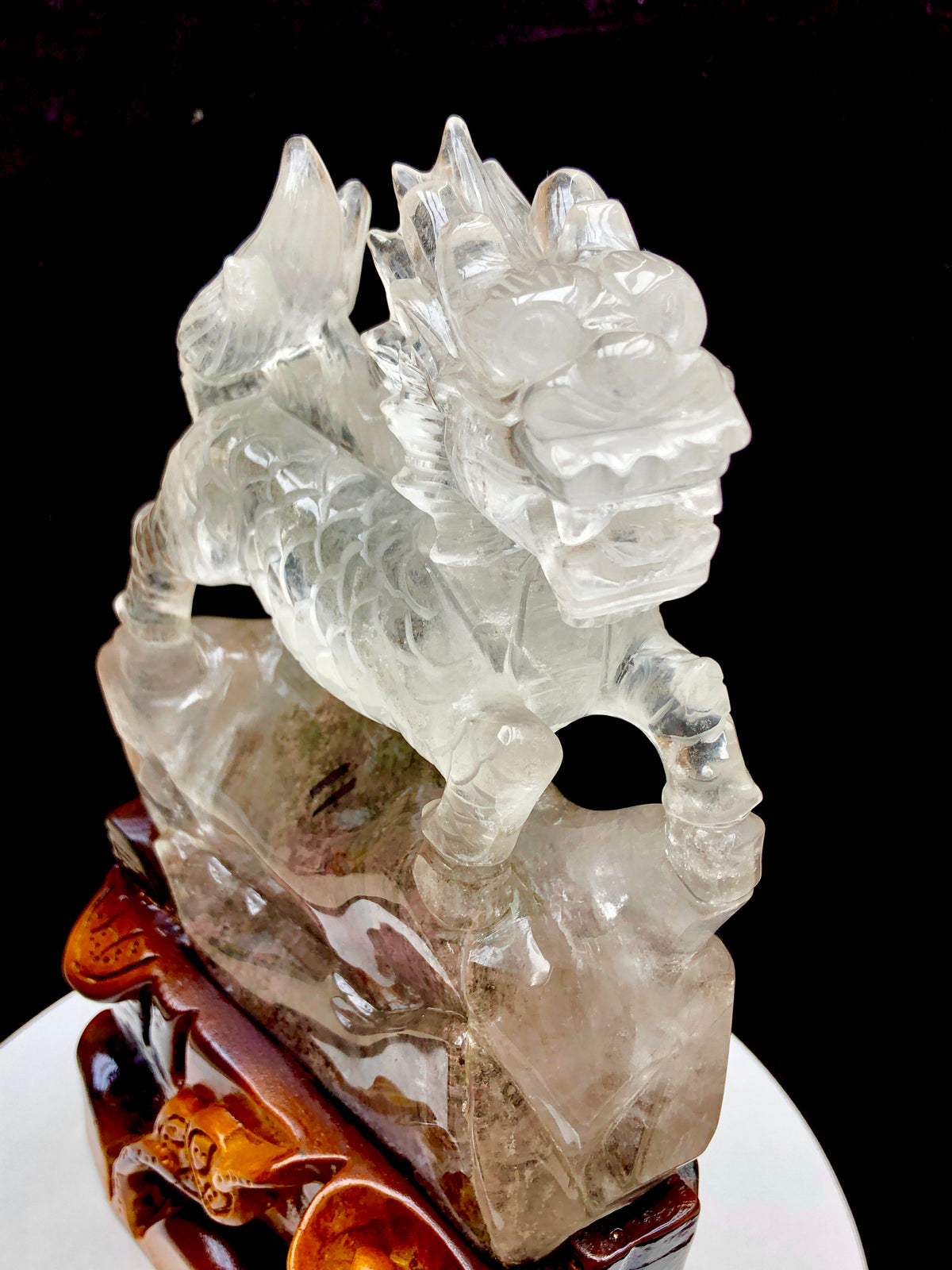 Garden quartz qilin carving
