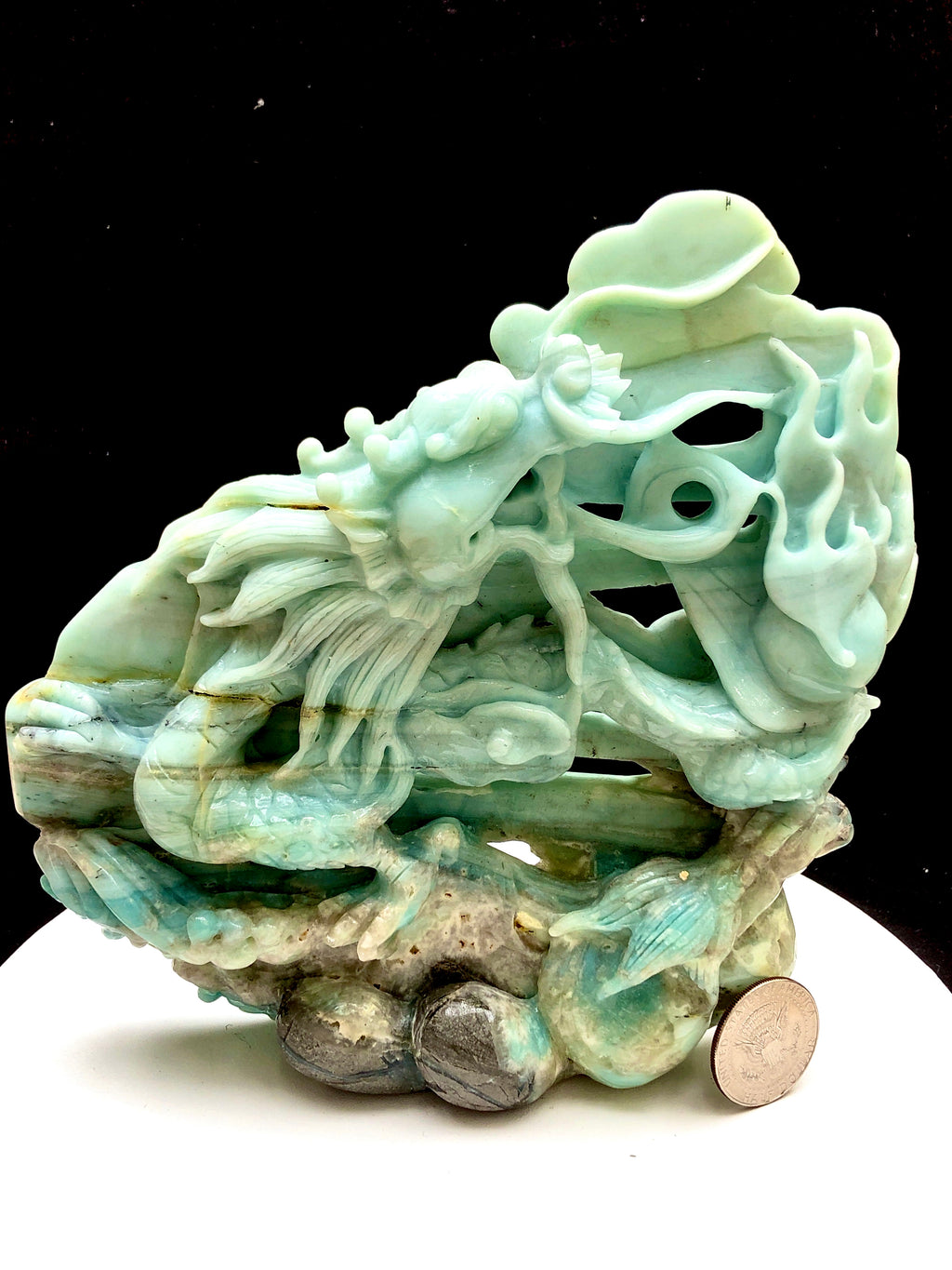 Caribbean calcite Chinese dragon carving