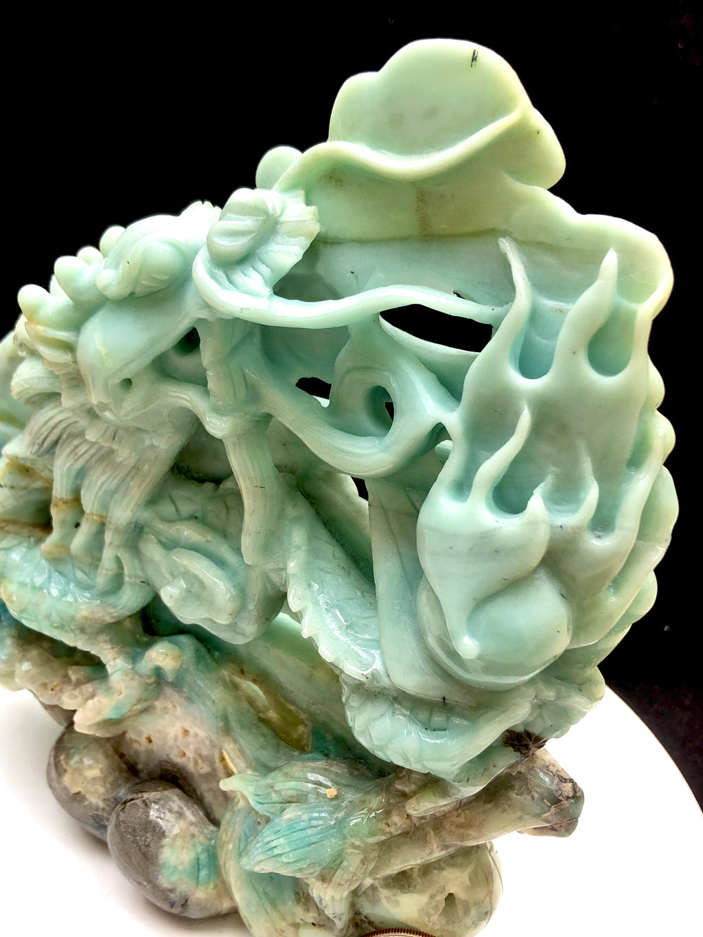 Caribbean calcite Chinese dragon carving