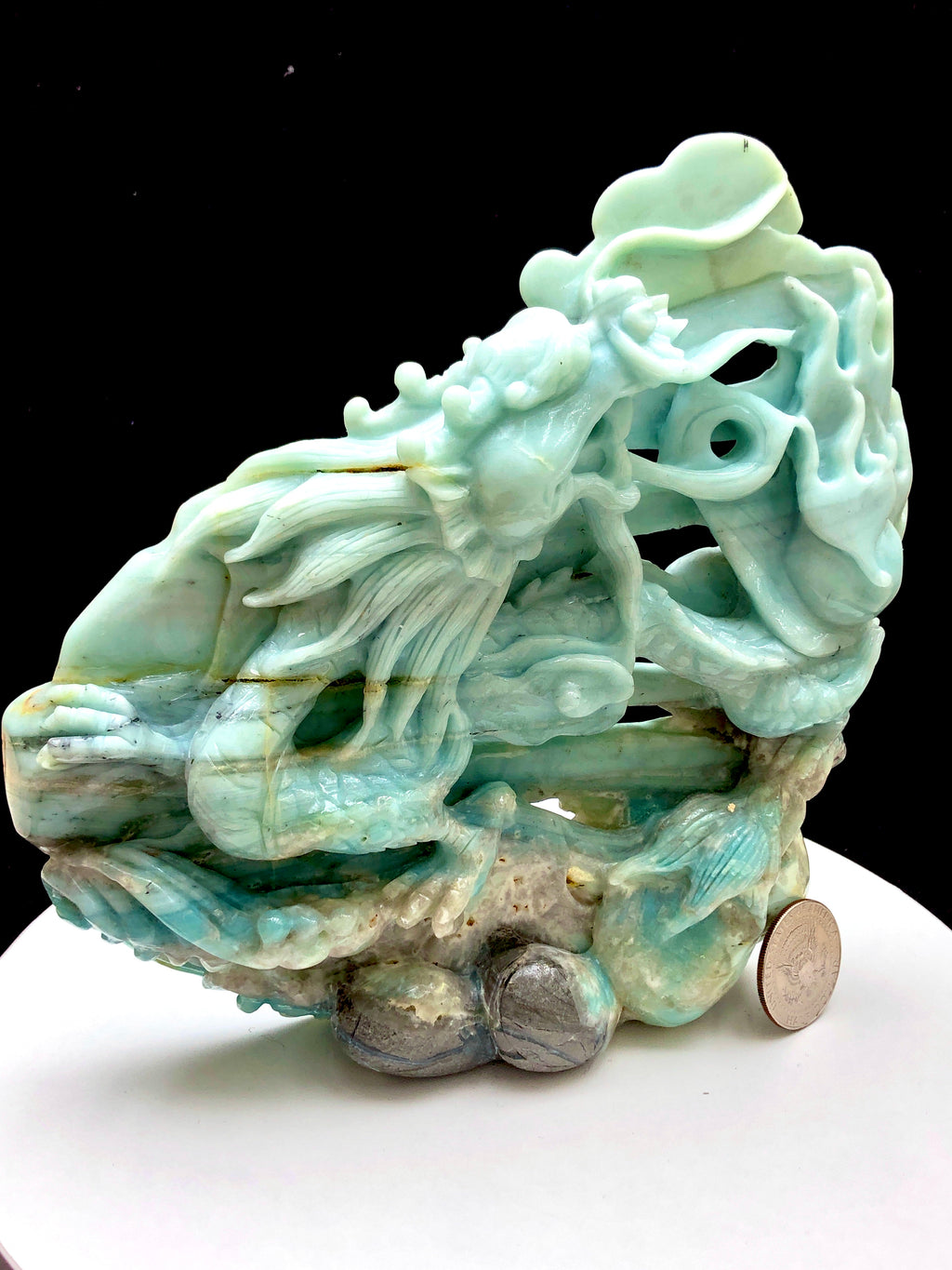 Caribbean calcite Chinese dragon carving