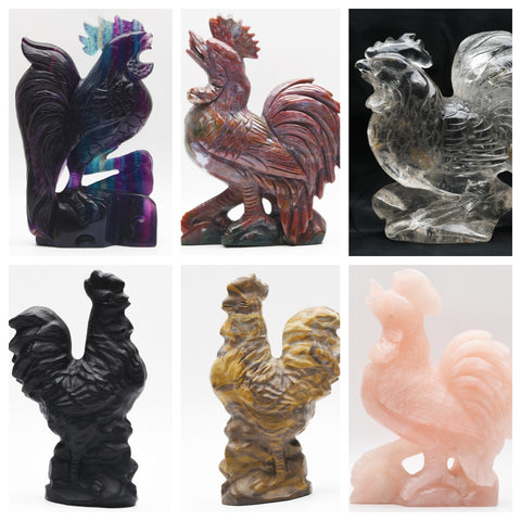 Crystal rooster carvings【6kinds $18-$200 Each】