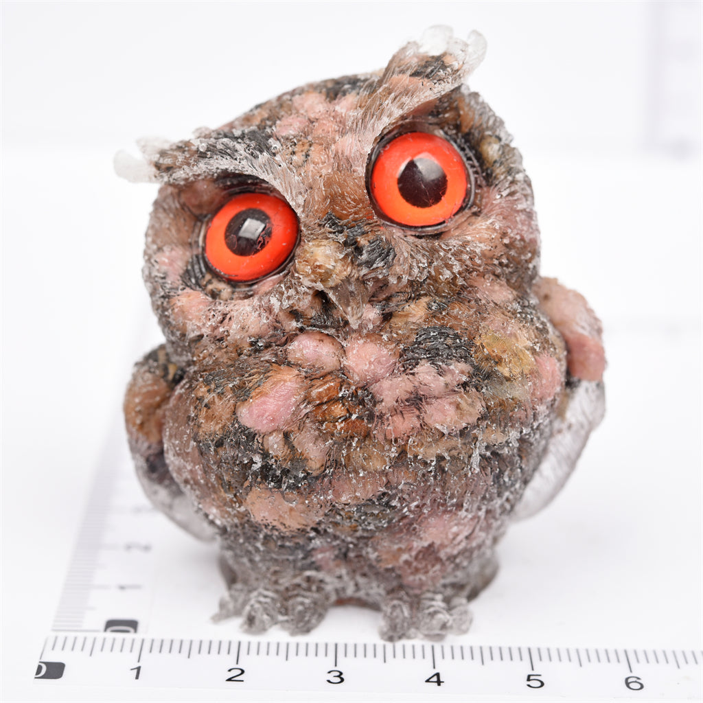【Orgenite chips owl】Popular customers customize natural crystal ships material owls